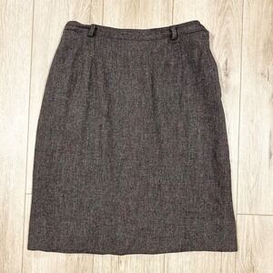 Vintage Summit of Boston Herringbone Wool Pencil Skirt Brown Grey Lined Pockets